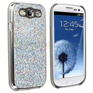 Silver Luxury Bling Glitter Coated Case Cover For Samsung Galaxy S3 