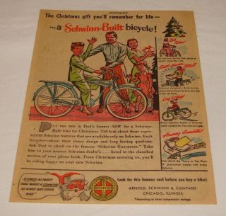 1948 schwinn bicycle christmas ad  9 95