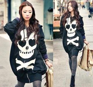 L823 Korean Women Gothic Nana Skull Skeleton zipper Hoodies Coats 