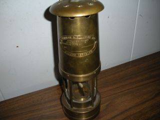 ANTIQUE E THOMAS & WILLIAMS BRASS MINERS LAMP NICE CONDITION 