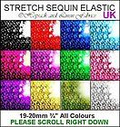 1m SEQUIN ELASTIC STRETCH TRIM 20mm 19mm ¾ 3/4 inch ALL COLOURS 
