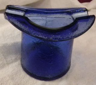 Vintage Small Cobalt Blue Glass Top Hat Ashtray Glassware
