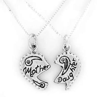 silver mother daughter charm 2 18 box chain necklaces one