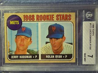 1968 Topps Nolan Ryan Jerry Koosman Rookie RC Card #177 BGS 7 NM Sub 