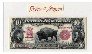 novelty $ 10 bison note us paper money reprint replic