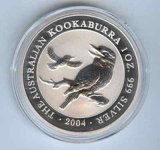 2004   1 OZ.  AUSTRALIAN SILVER KOOKABURRA   FRESH FROM A MINT SEALED 