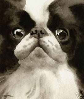 japanese chin watercolor dog art signed by artist djr  