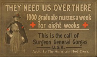 vintage red cross nurse needed nursing new poster wwi recruitment