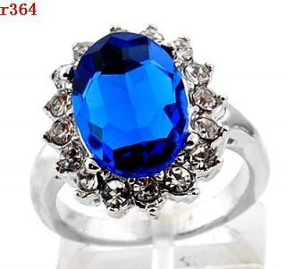 royal princess blue crystal engagement ring gift box size 10
