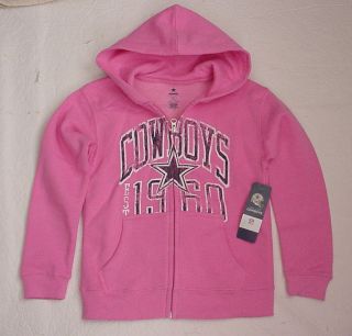 NWT New Dallas Cowboys Logo Hoodie SweatShirt Zipper YOUTH Girls Pink 
