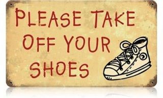 take off your shoes home and garden vintage metal sign