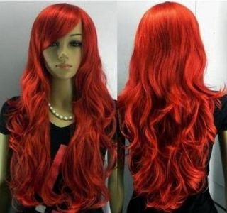 long red wavy synthetic fibre hair full wig/wigs+ weaving cap #9651
