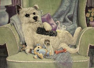 Puppy Dog remote chair ACEO print from original pastel by Joy Campbell