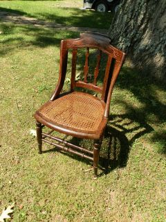 RUSTIC ANTIQUE COUNTRY VICTORIAN CHILD/YOUTH CHAIR WITH CANED SEAT