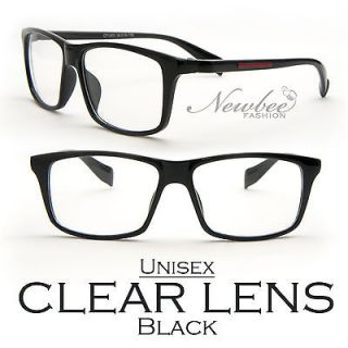 Black Clear Lens Glasses Unisex Retro Nerd Nerdy Emo Old School