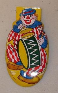 Vintage 1950s JAPAN TIN LITHO CLICKER CRICKET UNUSED CLOWN playing 