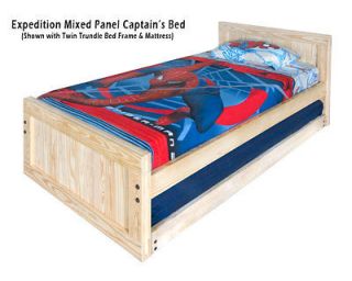 twin size wood captains bed w trundle ample underbed storage