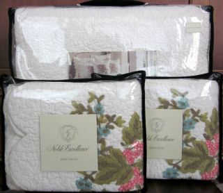 Noble Excellence CHERISH Embroidered Full Queen Cotton Quilt + Shams 