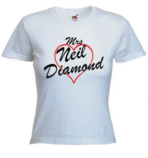 mrs neil diamond t shirt print any name words more options size colour 