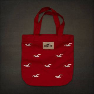 hollister women nwt red seagull logo tote book school bag