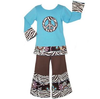 Girls sz 6 Boutique Safari Peace 2pc pants & Shirt Set childrens 