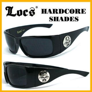 Locs Men Cholo Biker Sunglasses+Fre​e Pouch   Black LC59