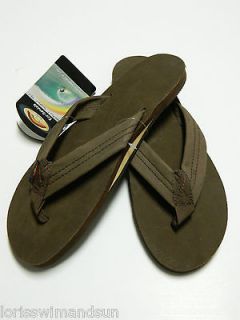 RAINBOW Womens Large 7.5 8.5 Expresso Thick Strap Leather Sandals NWT 