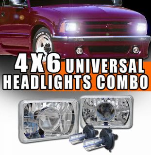 H4 8000K Xenon HID+4x6 Square Sealed Beam Upgrade Chrome Projector 