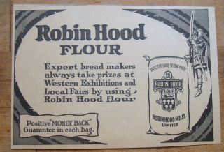 1929 CANADIAN ROBIN HOOD FLOUR AD ARCHER ARCHERY BOW AND ARROW CANADA