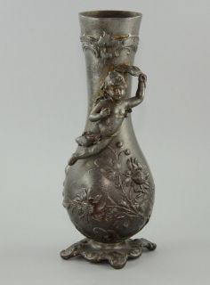 german wmf pewter flower vase art nouveau jugendstil from israel