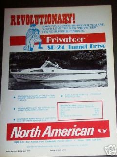 1973 privateer sd 24 tunnel drive boat original ad  9 99 