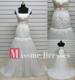 Cheap White/Ivory Plus Size Mermaid Strapless Long Lace Wedding Bridal 