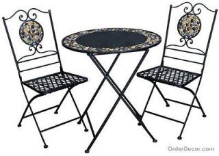 Newly listed Wrought Iron 3 Piece Bistro Patio Furniture Set, Metal