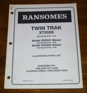 Ransomes Twin Trak XT2030 XD5001 XD5002 Mower Parts Manual