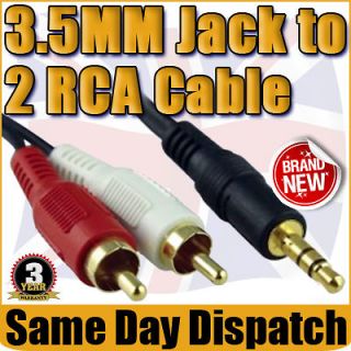   Jack to 2 x RCA Twin Phono Audio Cable Lead Ipod Iphone  GOLD