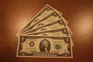 Newly listed 5 Crisp Uncirculated $2 Two Dollar Bill US Currency 