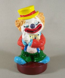 vintage plastic circus clown piggy coin bank old taiwan expedited