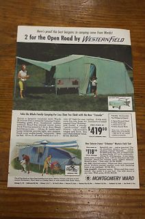 Vintage Magazine Ad for Western Field Montgomery Ward Travel / Camping 