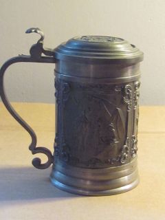 antique pewter decorative lidded stein rein zinn from canada time