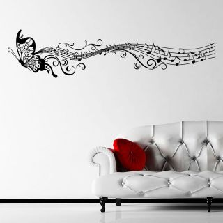 Musical Butterfly Music Notes Wall Sticker Decal Hanging Mural Self 