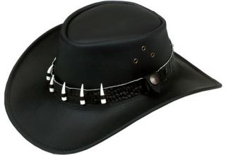 Jacaru Cape York Crocodile Dundee Oiled Leather Hat BLACK L