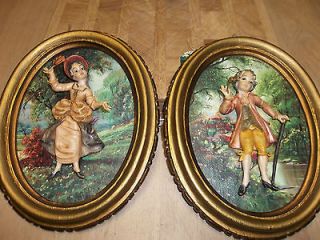   STYLE EMPIRE 3 D FIGURAL WALL PLAQUES PICTURES HAND MADE ITALY