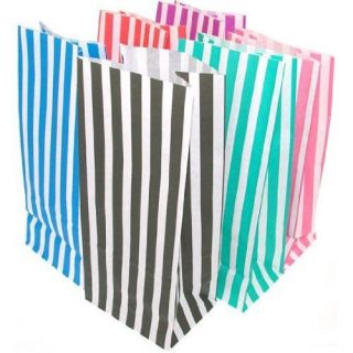 50 CANDY STRIPE PAPER PICK N MIX SWEET GIFT PARTY BAGS ~ 10cm x 24cm 