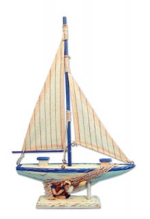 Cool Blue Sailboat Wooden Handmade Nautical Decor