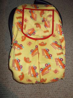 infant car seat cover fire truck print 