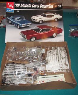 1969 Muscle Car Super Set AMT 1/25 Hurst Olds & Torino But Missing 