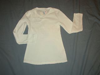 NEW JUSTICE GIRLS SIZE 12 WHITE SOLID/PLAIN LONG SLEEVE T SHIRT/TOP