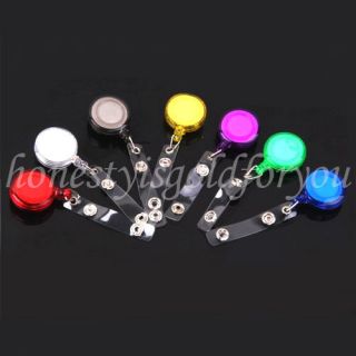   color Round Retractable ID Reel Chain Badge Holder Key Tag Clip 32mm