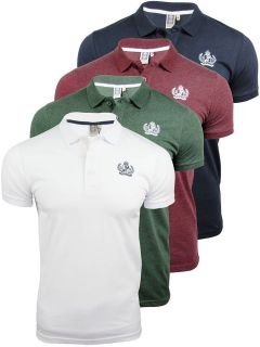   HINCE Mens Plain With Logo Polo T Shirt Cotton White, Green Marl Or