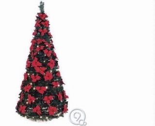 The 6 Foot Instant Pop Up Lighted Poinsettia Christmas Tree Decoration 